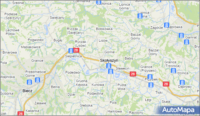 mapa Skołyszyn, Skołyszyn na mapie Targeo