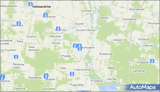 mapa Skórkowice, Skórkowice na mapie Targeo