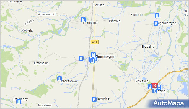 mapa Skoroszyce, Skoroszyce na mapie Targeo