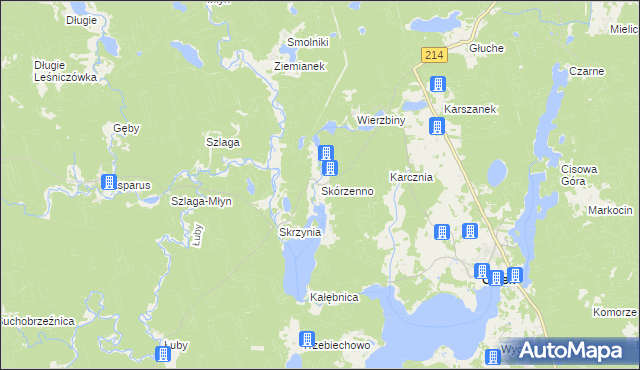 mapa Skórzenno, Skórzenno na mapie Targeo