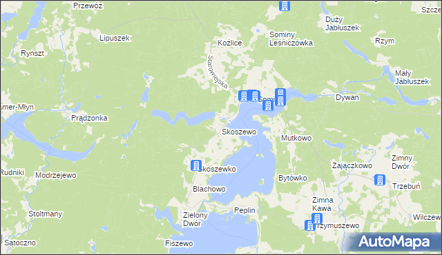 mapa Skoszewo gmina Brusy, Skoszewo gmina Brusy na mapie Targeo