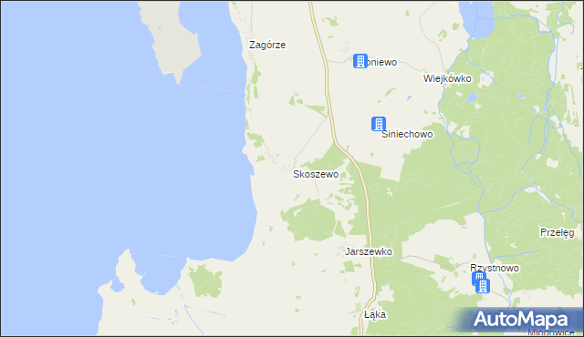 mapa Skoszewo gmina Wolin, Skoszewo gmina Wolin na mapie Targeo