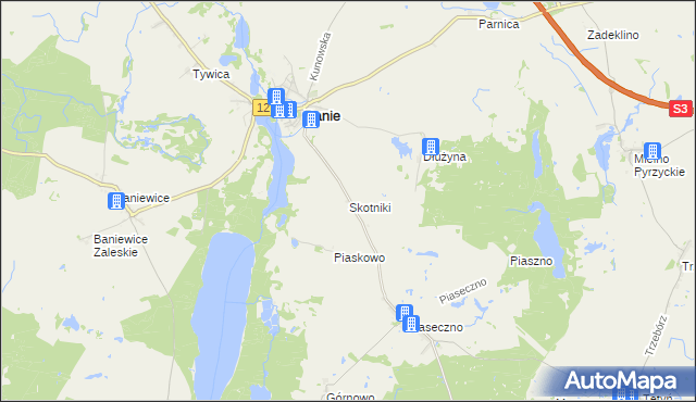 mapa Skotniki gmina Banie, Skotniki gmina Banie na mapie Targeo