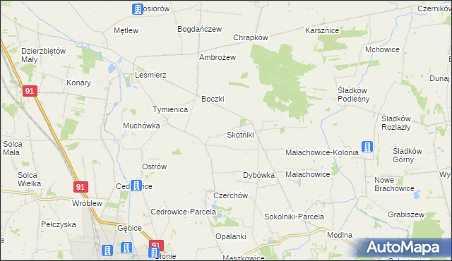 mapa Skotniki gmina Ozorków, Skotniki gmina Ozorków na mapie Targeo