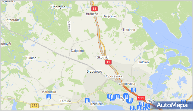 mapa Skotniki gmina Szczecinek, Skotniki gmina Szczecinek na mapie Targeo