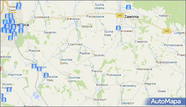 mapa Skotniki gmina Zawonia, Skotniki gmina Zawonia na mapie Targeo