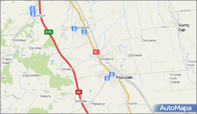 mapa Skowarcz, Skowarcz na mapie Targeo