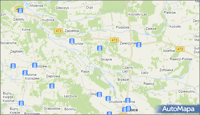 mapa Skrajne, Skrajne na mapie Targeo