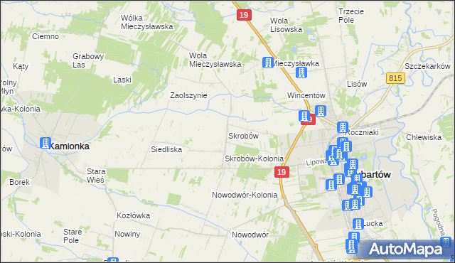 mapa Skrobów, Skrobów na mapie Targeo