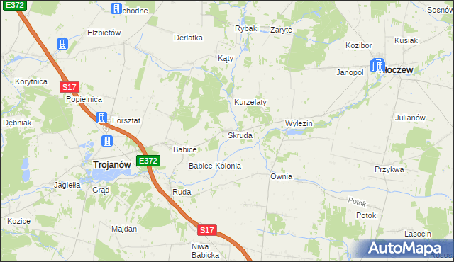 mapa Skruda gmina Trojanów, Skruda gmina Trojanów na mapie Targeo
