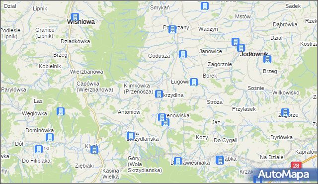 mapa Skrzydlna, Skrzydlna na mapie Targeo