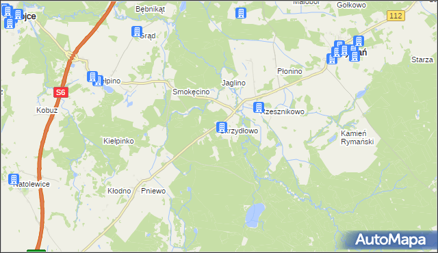 mapa Skrzydłowo gmina Rymań, Skrzydłowo gmina Rymań na mapie Targeo