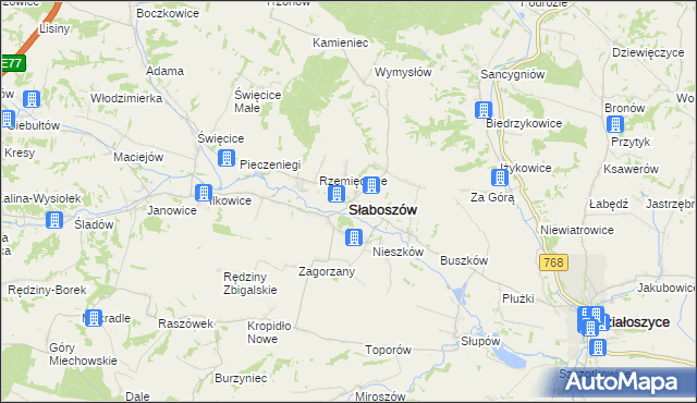 mapa Słaboszów, Słaboszów na mapie Targeo