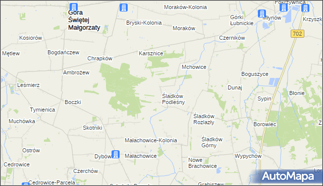 mapa Śladków Podleśny, Śladków Podleśny na mapie Targeo