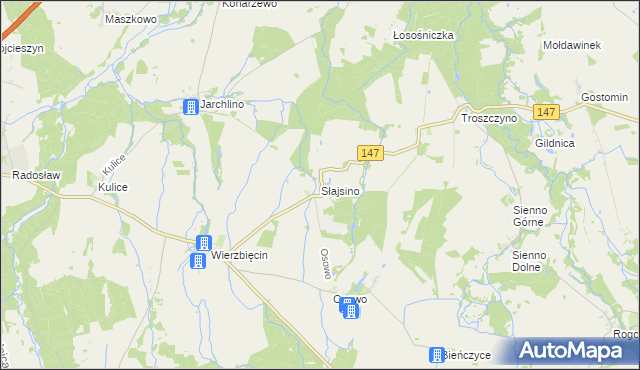 mapa Słajsino, Słajsino na mapie Targeo