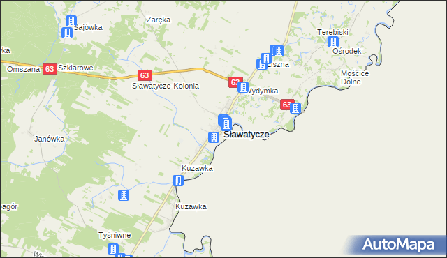 mapa Sławatycze, Sławatycze na mapie Targeo