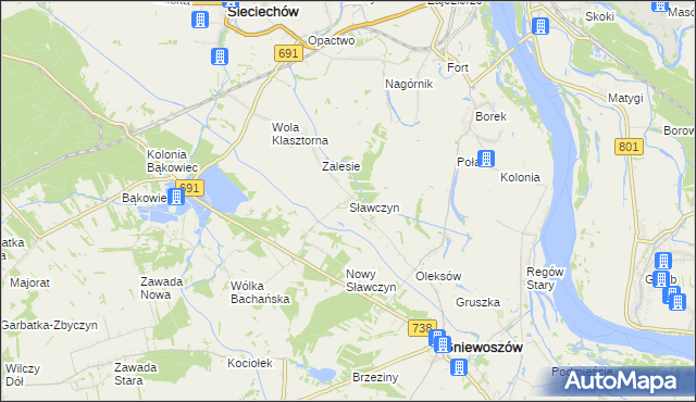 mapa Sławczyn, Sławczyn na mapie Targeo