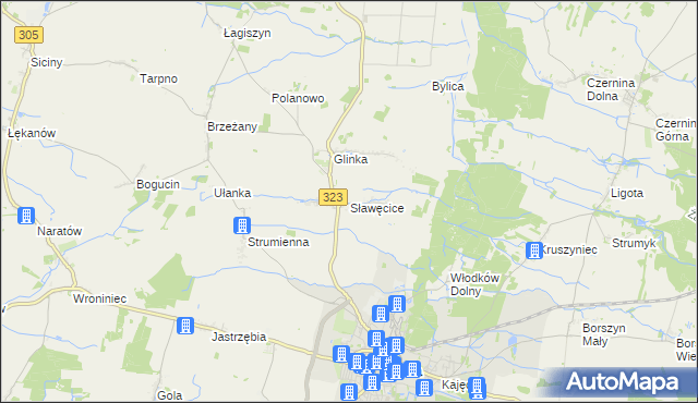 mapa Sławęcice gmina Góra, Sławęcice gmina Góra na mapie Targeo
