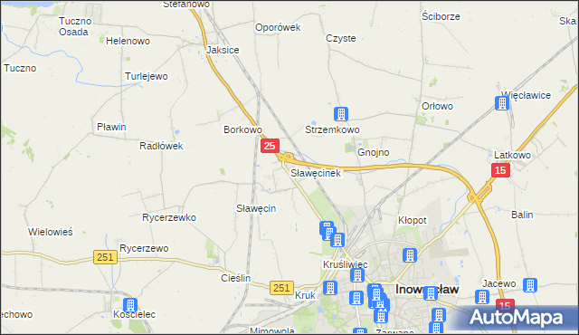 mapa Sławęcinek gmina Inowrocław, Sławęcinek gmina Inowrocław na mapie Targeo