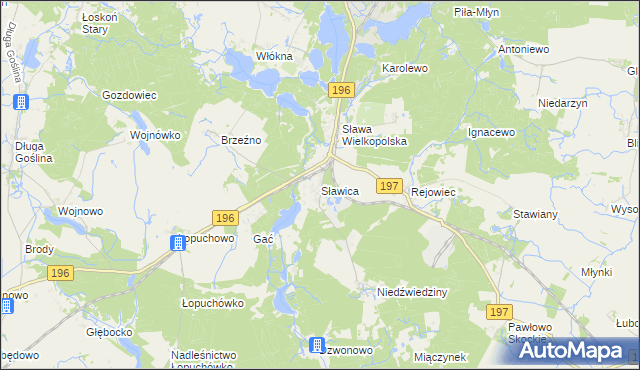mapa Sławica gmina Skoki, Sławica gmina Skoki na mapie Targeo