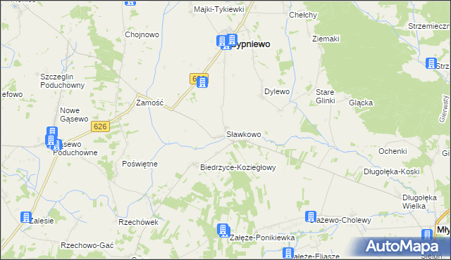 mapa Sławkowo gmina Sypniewo, Sławkowo gmina Sypniewo na mapie Targeo