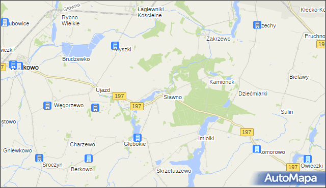 mapa Sławno gmina Kiszkowo, Sławno gmina Kiszkowo na mapie Targeo