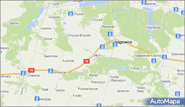 mapa Ślęcin, Ślęcin na mapie Targeo