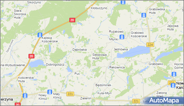 mapa Śledziowa Huta, Śledziowa Huta na mapie Targeo