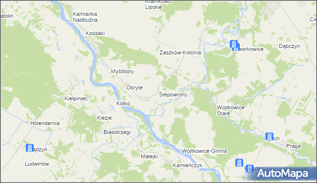 mapa Ślepowrony gmina Nur, Ślepowrony gmina Nur na mapie Targeo