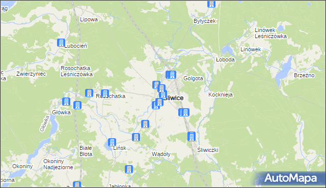 mapa Śliwice powiat tucholski, Śliwice powiat tucholski na mapie Targeo
