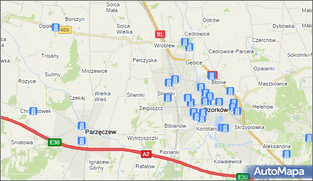 mapa Śliwniki gmina Ozorków, Śliwniki gmina Ozorków na mapie Targeo