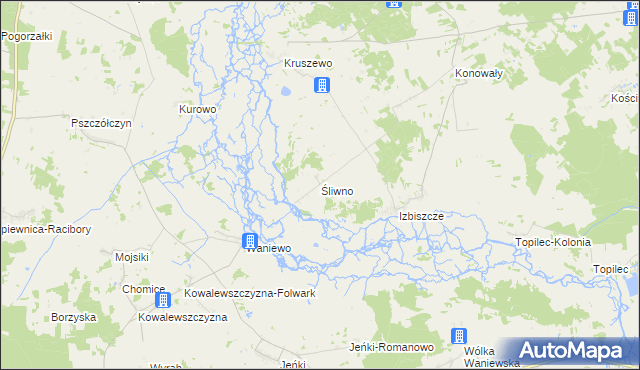 mapa Śliwno gmina Choroszcz, Śliwno gmina Choroszcz na mapie Targeo