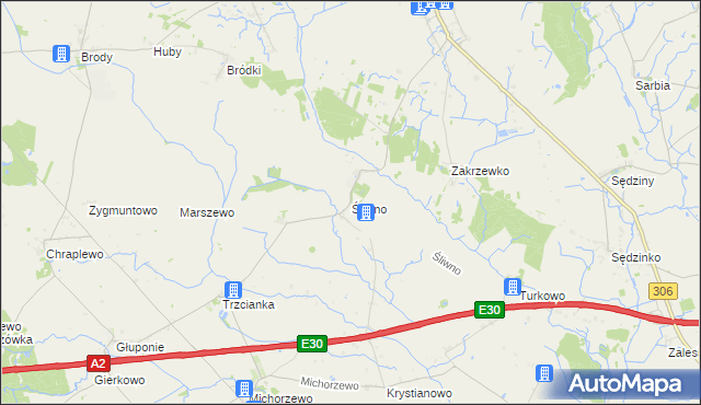 mapa Śliwno gmina Kuślin, Śliwno gmina Kuślin na mapie Targeo