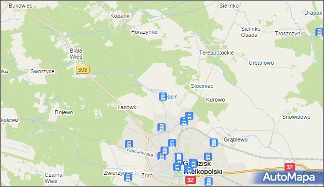 mapa Słocin, Słocin na mapie Targeo