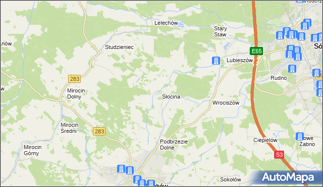 mapa Słocina, Słocina na mapie Targeo