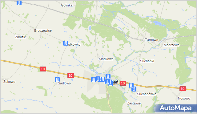 mapa Słodkowo, Słodkowo na mapie Targeo