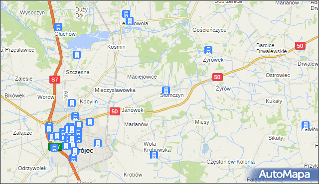 mapa Słomczyn gmina Grójec, Słomczyn gmina Grójec na mapie Targeo