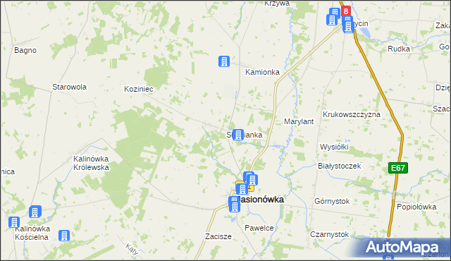 mapa Słomianka gmina Jasionówka, Słomianka gmina Jasionówka na mapie Targeo