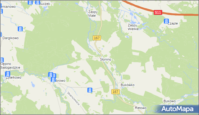 mapa Słonino, Słonino na mapie Targeo