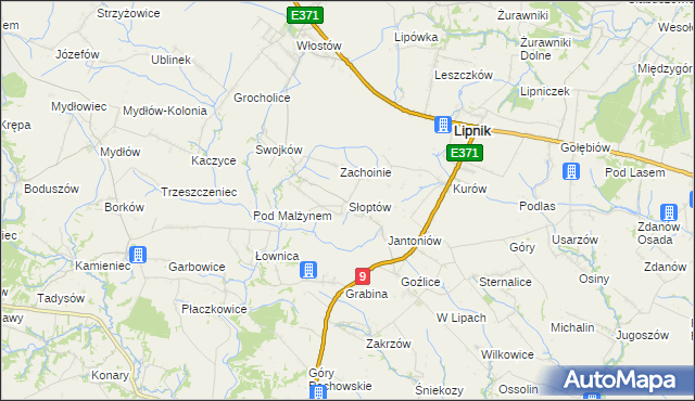 mapa Słoptów, Słoptów na mapie Targeo