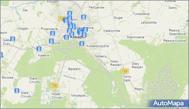 mapa Słotwiny gmina Koluszki, Słotwiny gmina Koluszki na mapie Targeo