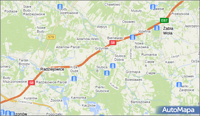 mapa Słubica A, Słubica A na mapie Targeo