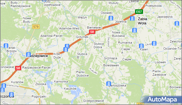 mapa Słubica-Wieś, Słubica-Wieś na mapie Targeo