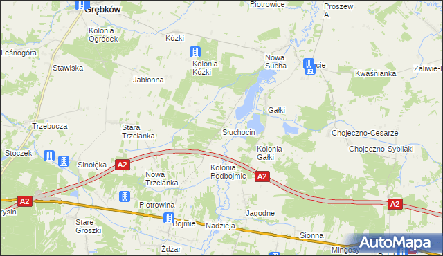 mapa Słuchocin, Słuchocin na mapie Targeo