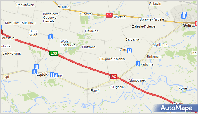 mapa Sługocin-Kolonia, Sługocin-Kolonia na mapie Targeo