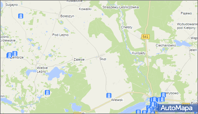 mapa Słup gmina Lidzbark, Słup gmina Lidzbark na mapie Targeo