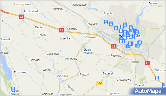 mapa Słupia Wielka, Słupia Wielka na mapie Targeo