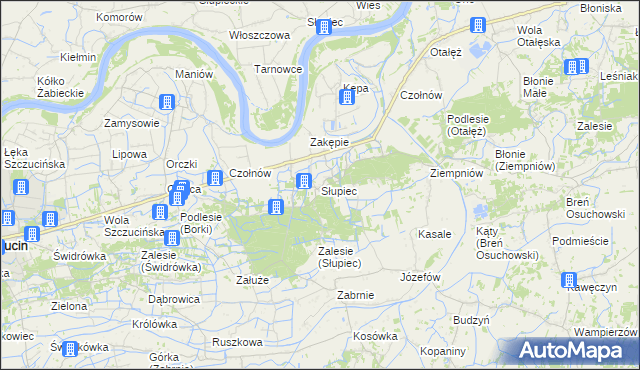 mapa Słupiec gmina Szczucin, Słupiec gmina Szczucin na mapie Targeo