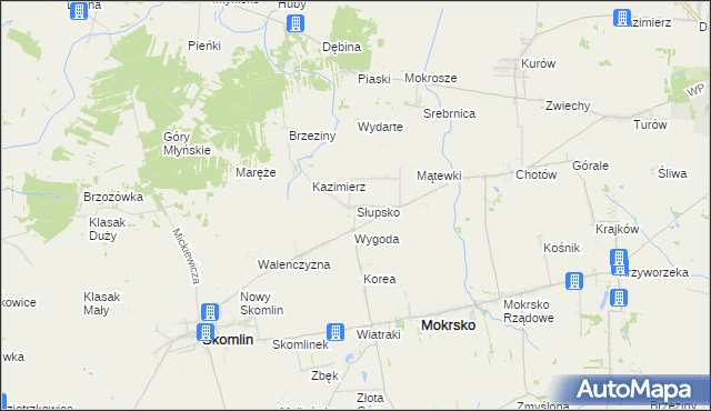 mapa Słupsko gmina Mokrsko, Słupsko gmina Mokrsko na mapie Targeo