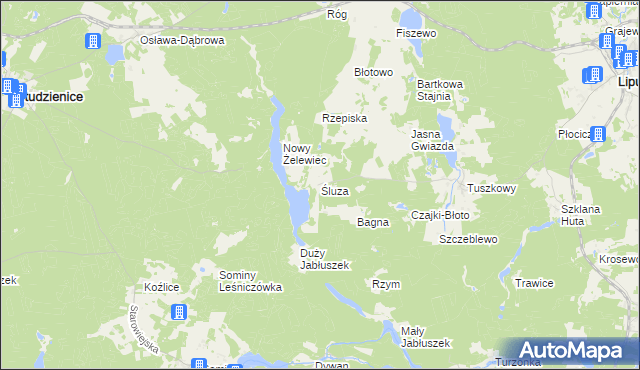 mapa Śluza gmina Lipusz, Śluza gmina Lipusz na mapie Targeo